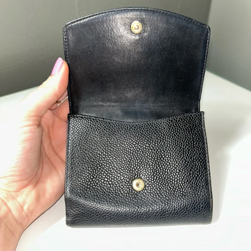 Chanel Caviar Leather Timeless CC Flap Compact Wallet